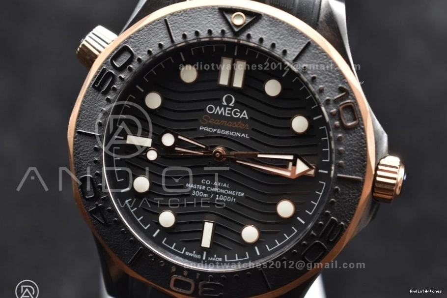 Black A Strap RG 300m Neat 1:1 Dial Seamaster Black VSF 1070 Ceramic Best on Bezel Black Edition 43.5mm Rubber 1112